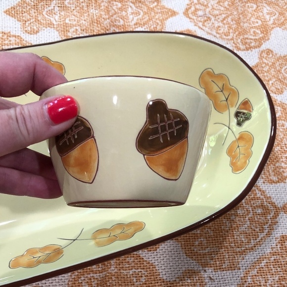 Vintage Y2K Russ Berrie & Co. Autumnal Crudite and Dip Serving Set - Picture 3 of 7